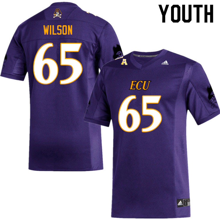 Youth #65 Zion Wilson ECU Pirates College Football Jerseys Sale-Purple - Click Image to Close